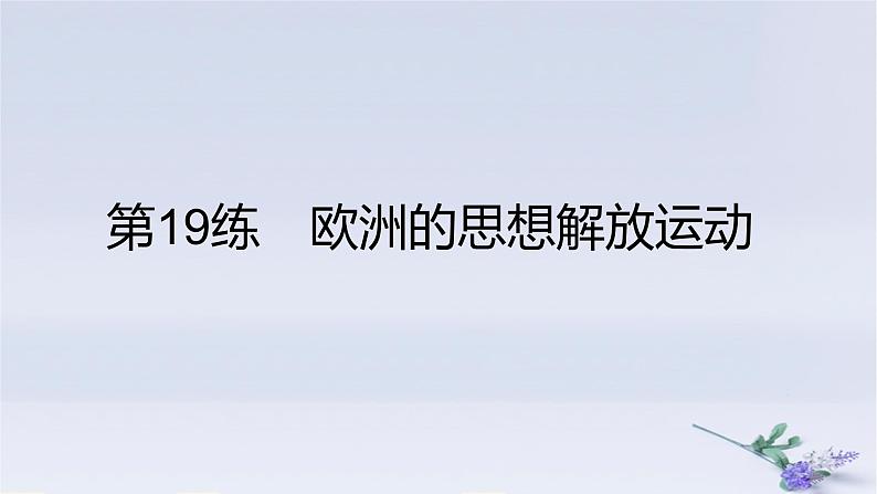 2025版高考历史一轮复习真题精练专题九走向整体的世界与资本主义制度的确立第19练欧洲的思想解放运动课件第1页