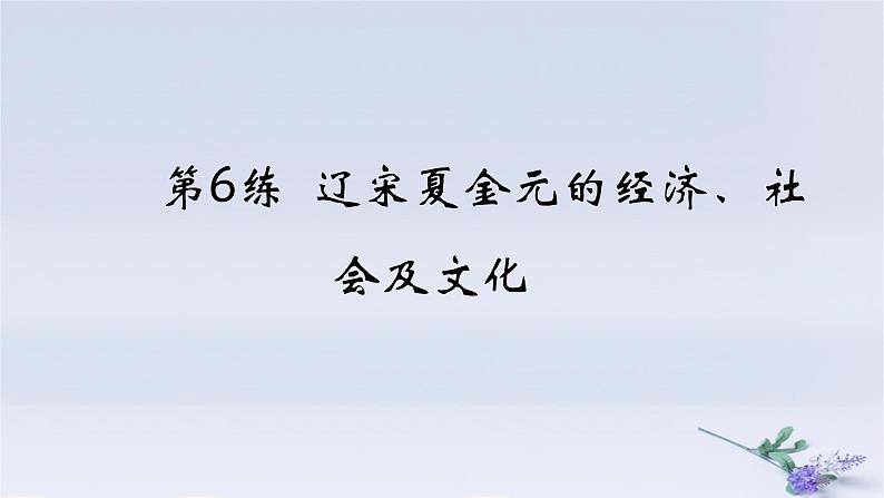 2025版高考历史一轮复习真题精练专题三辽宋夏金多民族政权的并立与元朝的统一第6练辽宋夏金元的经济社会及文化课件第1页