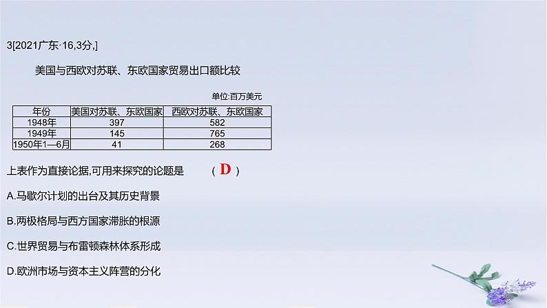 2025版高考历史一轮复习真题精练专题十二20世纪下半叶世界的新变化和当代世界发展的特点与主要趋势第25练二战后国际格局的演变与世界殖民体系的瓦解课件06