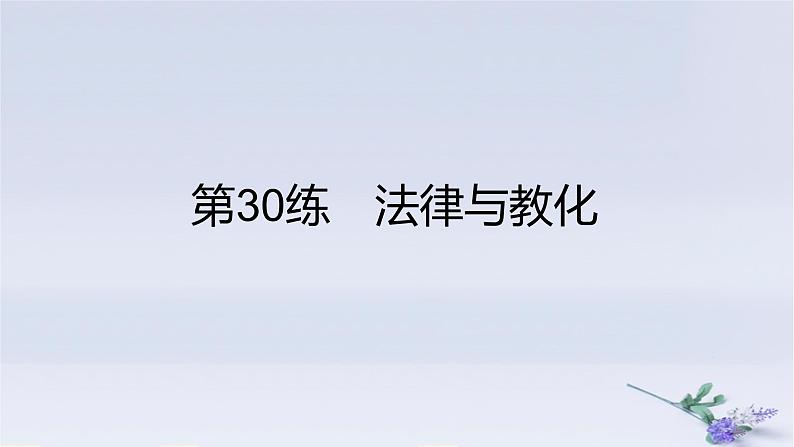 2025版高考历史一轮复习真题精练专题十三国家制度与社会治理第30练法律与教化课件01