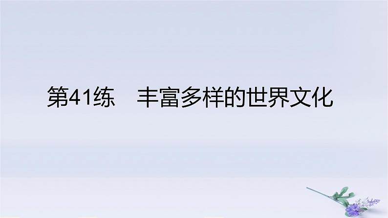 2025版高考历史一轮复习真题精练专题十五文化交流与传播第41练丰富多样的世界文化课件第1页
