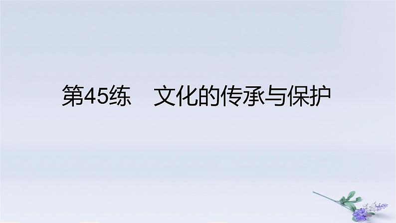 2025版高考历史一轮复习真题精练专题十五文化交流与传播第45练文化的传承与保护课件第1页