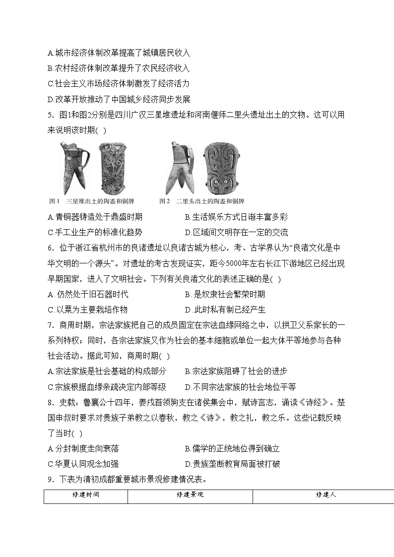河南省襄城高中2024届高三上学期1月阶段检测历史试卷(含答案)第2页
