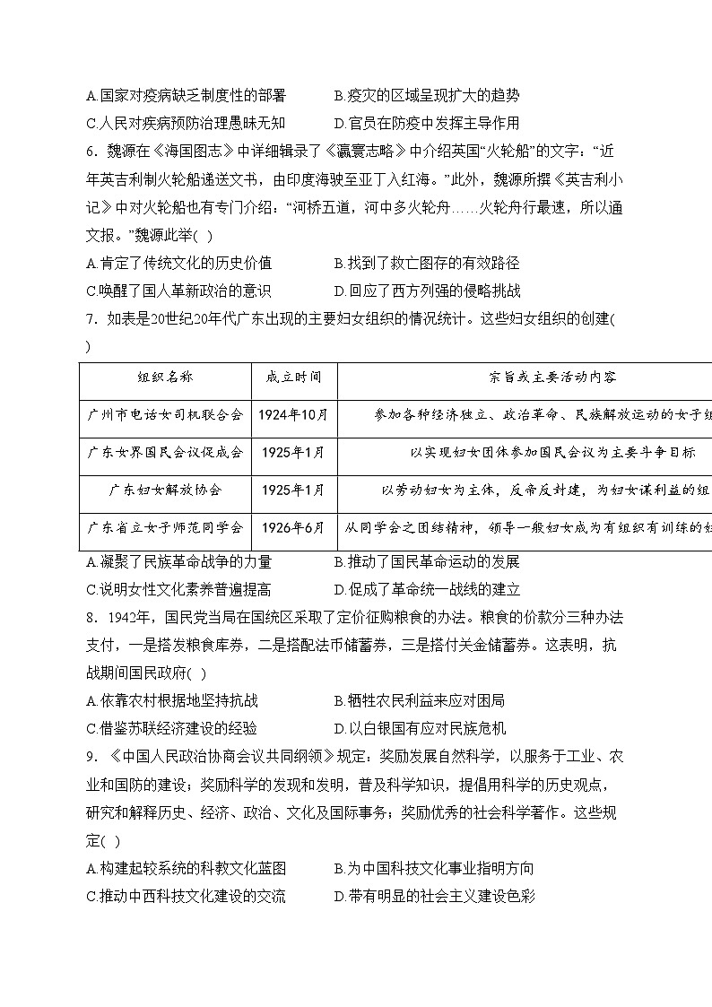 湖南省2024届高三仿真模拟调研（五）历史试卷(含答案)02