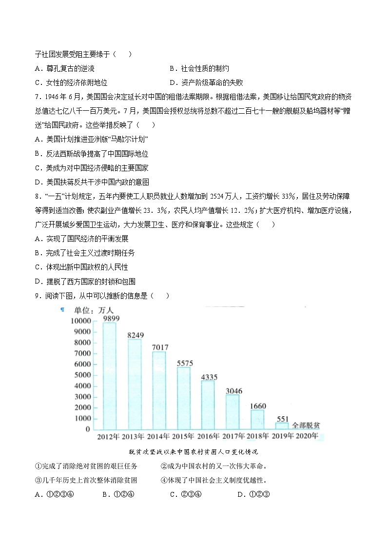 黄金卷07-【赢在高考·黄金8卷】备战2024年高考历史模拟卷（江苏专用）02