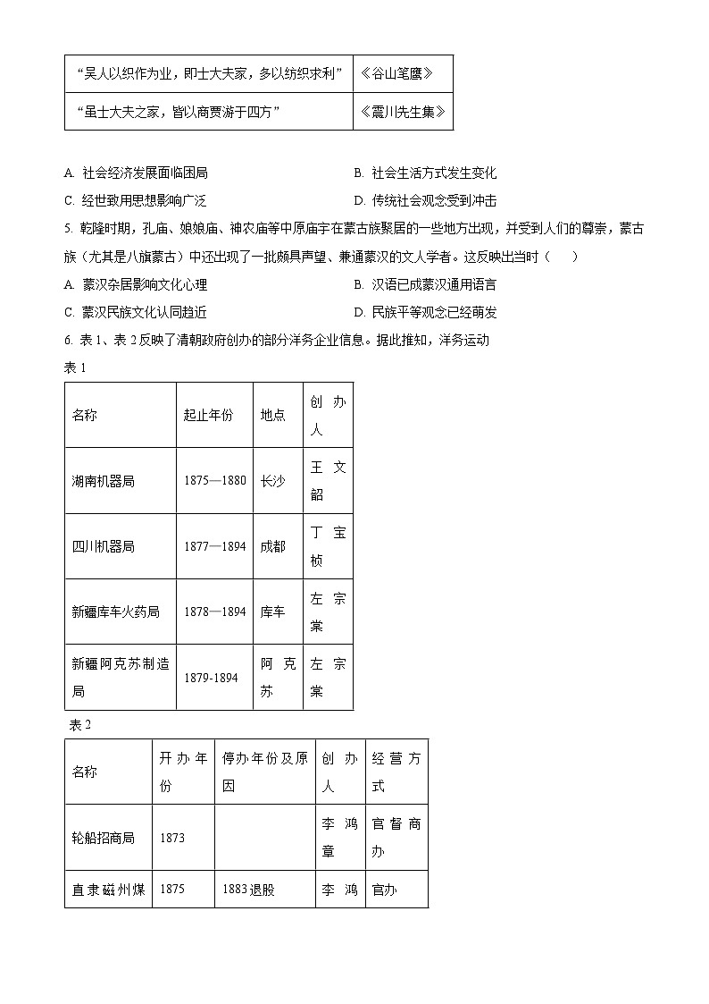 湖北省华大新高考联盟2024届高三下学期4月教学质量测评二模历史试题（Word版附答案）第2页