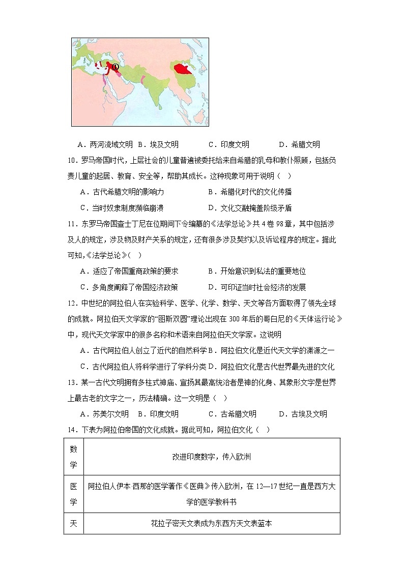 第二单元 丰富多样的世界文化 测试卷（含解析）----2024届高三历史统编版（2019）选择性必修3二轮复习第3页