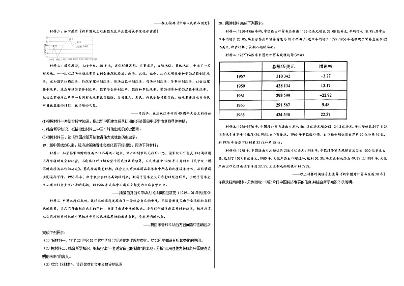 第十单元 改革开放与现代化建设新时期 单元检测（含解析） --2024届高三统编版（2019）必修中外历史纲要上二轮复习03