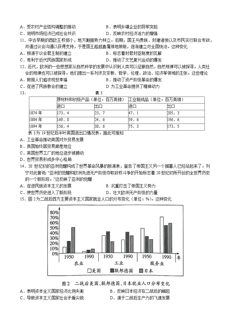 2024届山东省高三下学期齐鲁名校联盟第七次联考历史试题第3页