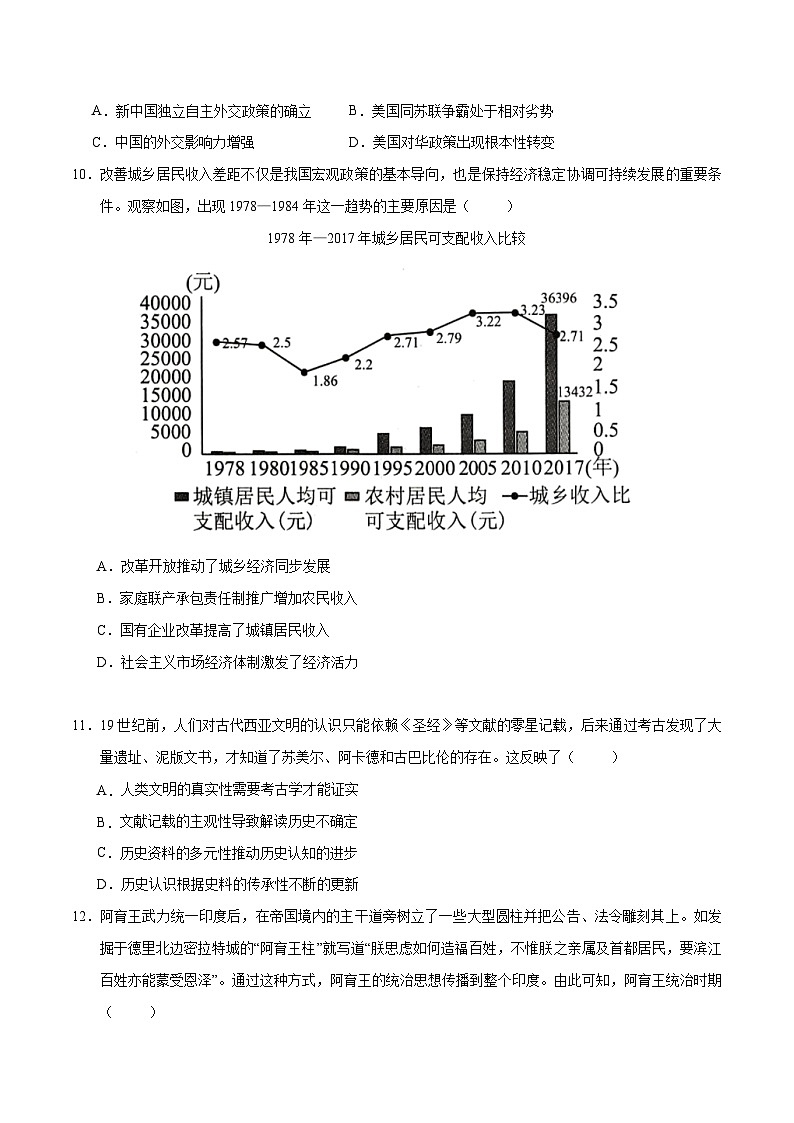 2024年高考第二次模拟考试：历史（湖南卷）（考试版）03