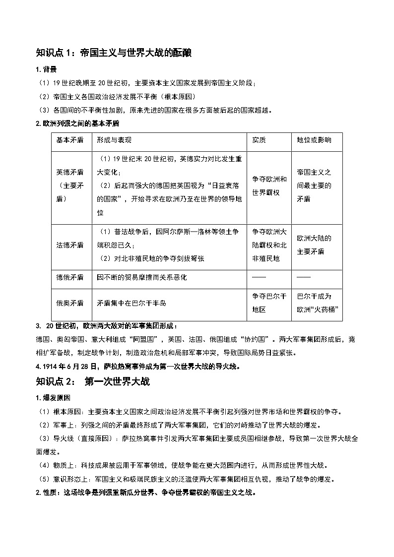 2024高考历史一轮复习【讲通练透】 第38讲 第一次世界大战与战后国际秩序（讲通）03