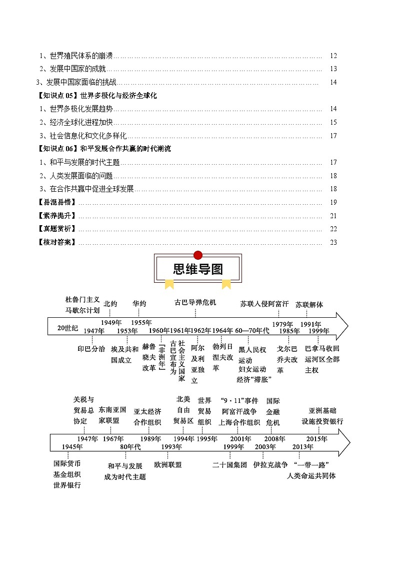 高考历史知识大盘点【讲通练透】专题14 二战后的世界（含答案）02