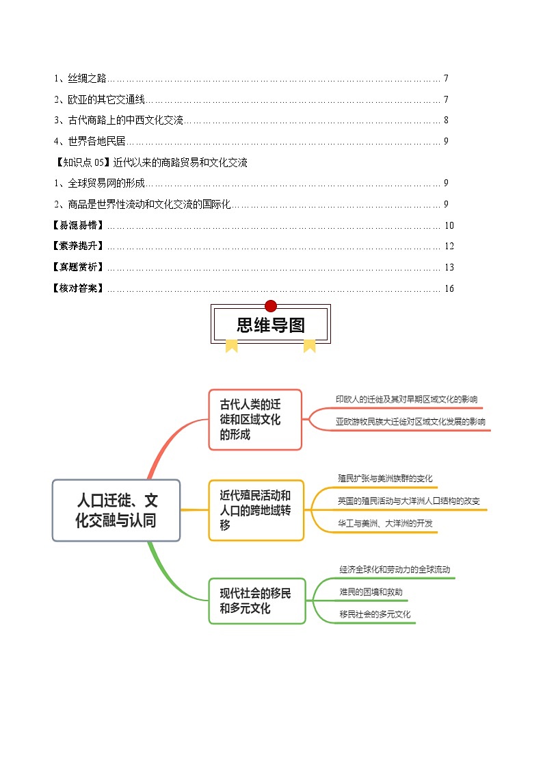 高考历史知识大盘点【讲通练透】专题24  人口迁徙文化交融和认同；商路贸易与文化交流 （选择性必修三）（含答案）第2页