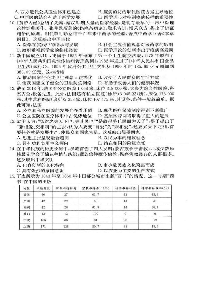 安徽省涡阳县蔚华中学2023-2024学年高二下学期4月月考历史试题03