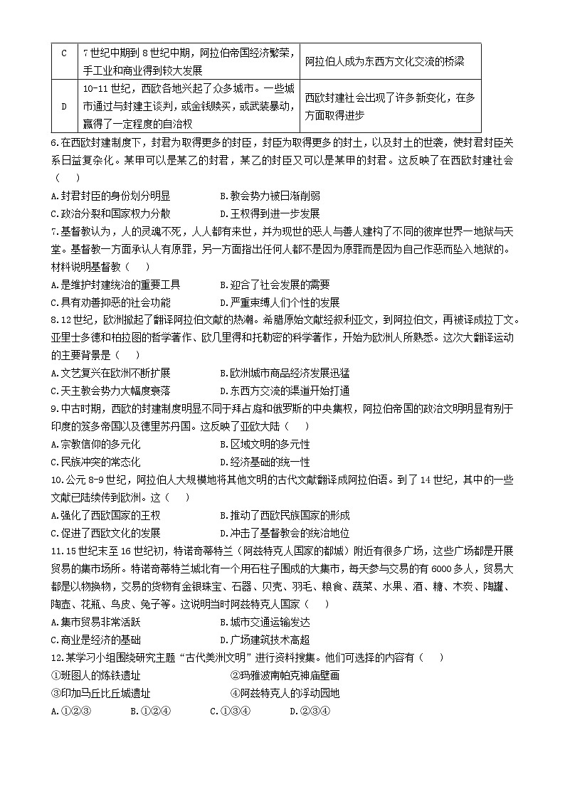 山东省淄博市高青县第一中学二部2023-2024学年高一下学期3月月考历史试题02