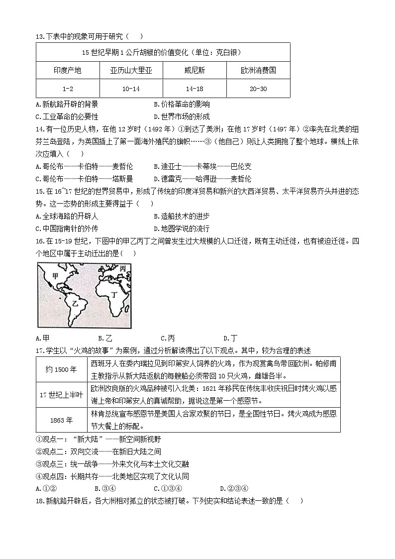 山东省淄博市高青县第一中学二部2023-2024学年高一下学期3月月考历史试题03