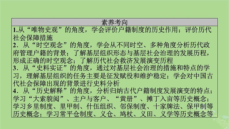 2025版高考历史一轮总复习选择性必修1第19单元基层治理与社会保障第50讲基层治理与社会保障第1课时中国古代的户籍制度与社会治理课件07