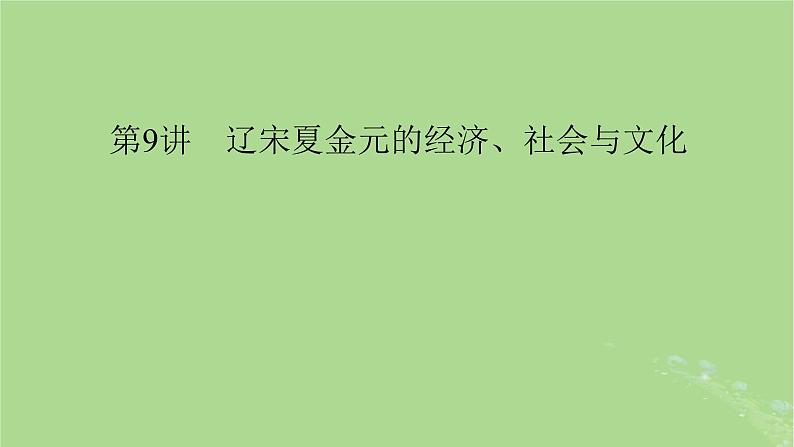 2025版高考历史一轮总复习中外历史纲要上第3单元辽宋夏金多民族政权的并立与元朝的统一第9讲辽宋夏金元的经济社会与文化课件第1页