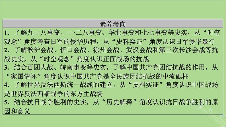 2025版高考历史一轮总复习中外历史纲要上第7单元中国共产党成立与新民主主义革命第19讲中华民族的抗日战争课件第4页