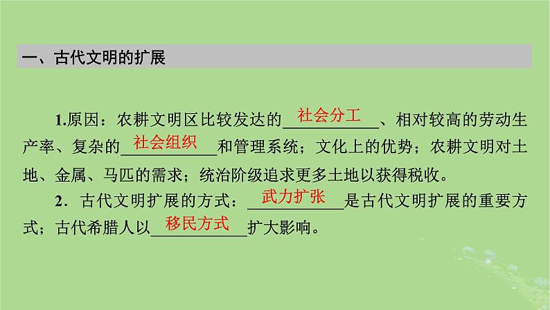 2025版高考历史一轮总复习中外历史纲要下第9单元古代世界文明第25讲古代文明的产生与发展第2课时古代世界的帝国与文明的交流课件05