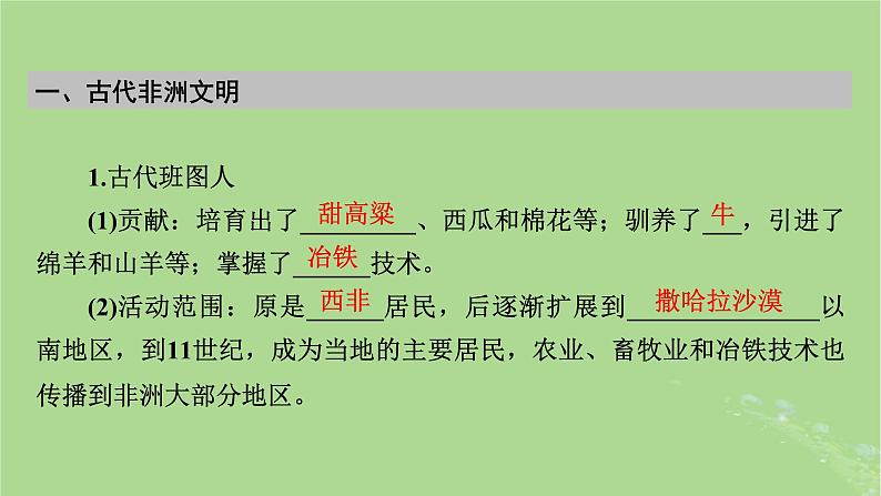 2025版高考历史一轮总复习中外历史纲要下第9单元古代世界文明第27讲中古时期的亚洲非洲与美洲第2课时古代非洲与美洲课件05