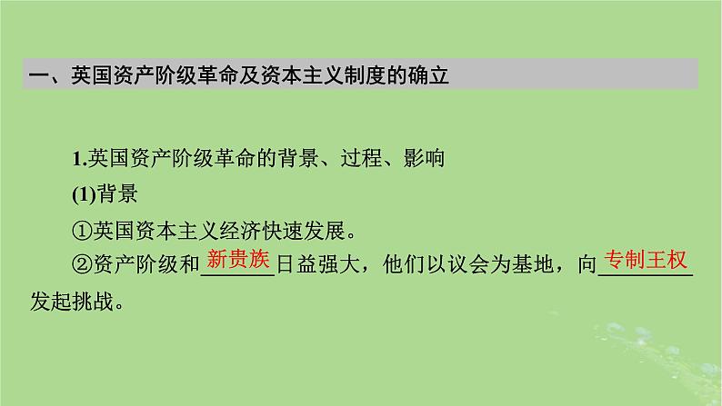 2025版高考历史一轮总复习中外历史纲要下第10单元走向整体的世界和资本主义制度的确立第30讲资产阶级革命与资本主义制度的确立课件05