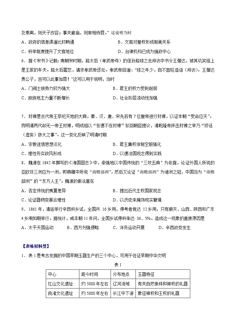 重难点17 常见选择题命题情境解读与技巧分析--2024年高考历史【热点·重点·难点】专练（新高考专用）03