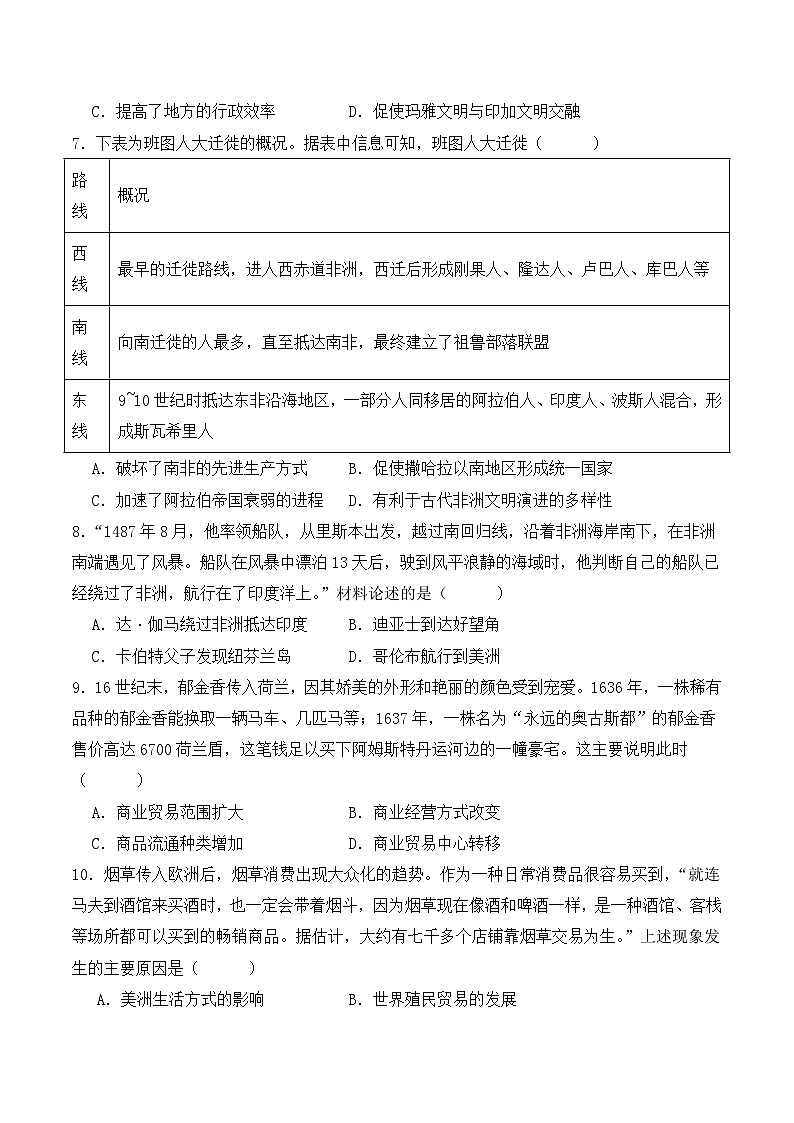 山东省淄博市2023-2024学年高一下学期4月份月考历史试题02