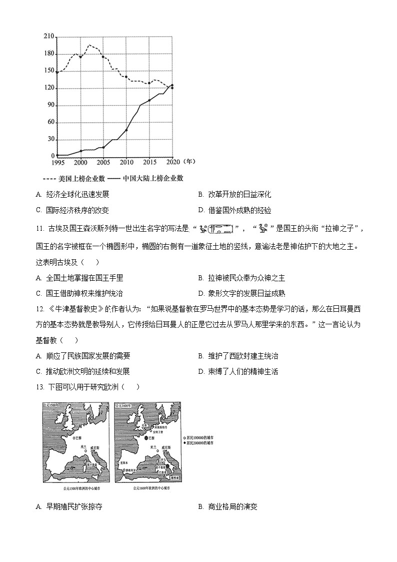 东北三省四城市联考暨沈阳市2024届高三下学期二模历史试卷（Word版附解析）03