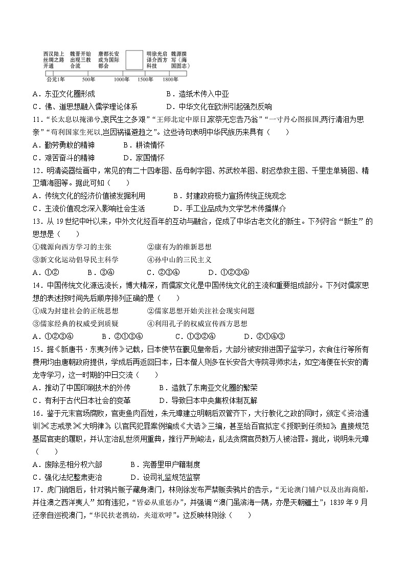 北京怀柔区青苗学校普高部2023—2024学年高二下学期期中考试历史试卷03