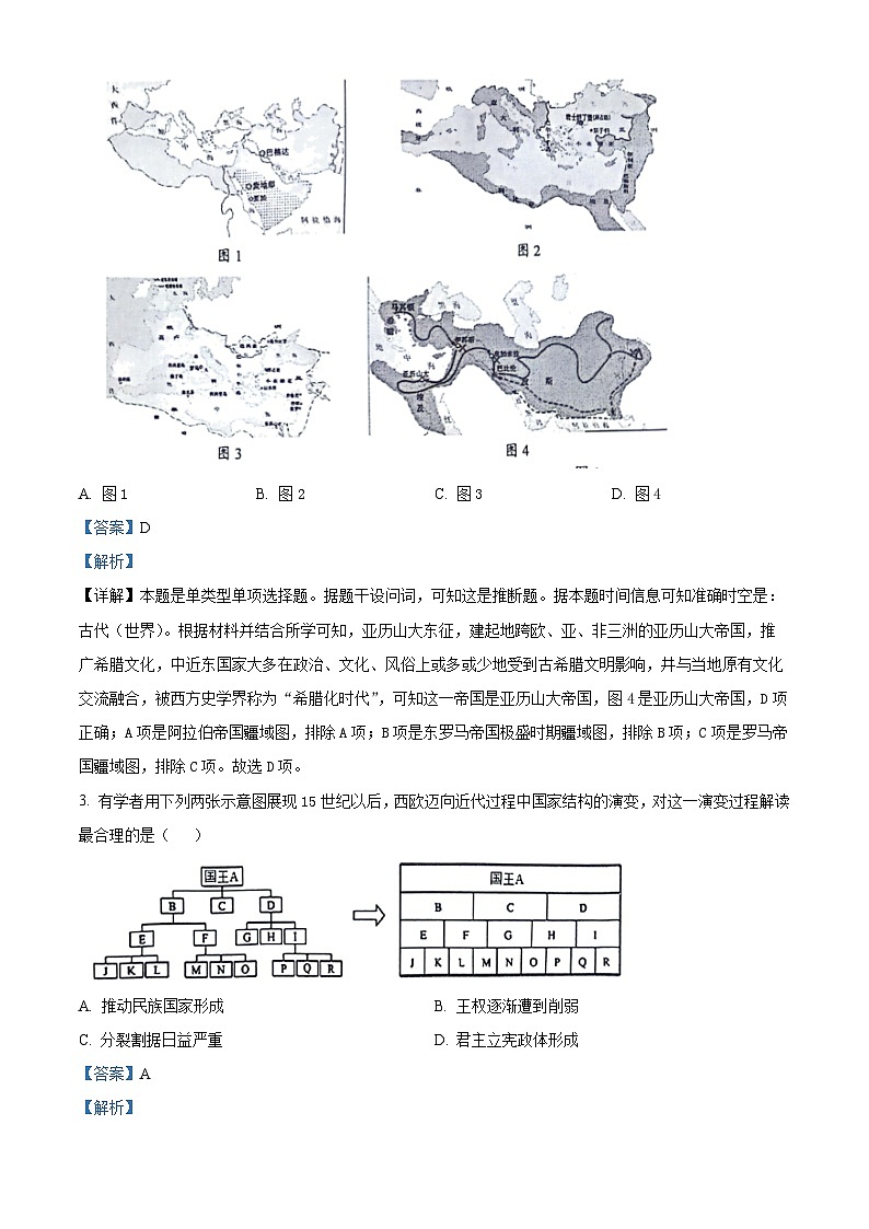 江苏省苏州市张家港市2023-2024学年高一下学期4月期中调研历史试题（原卷版+解析版）02