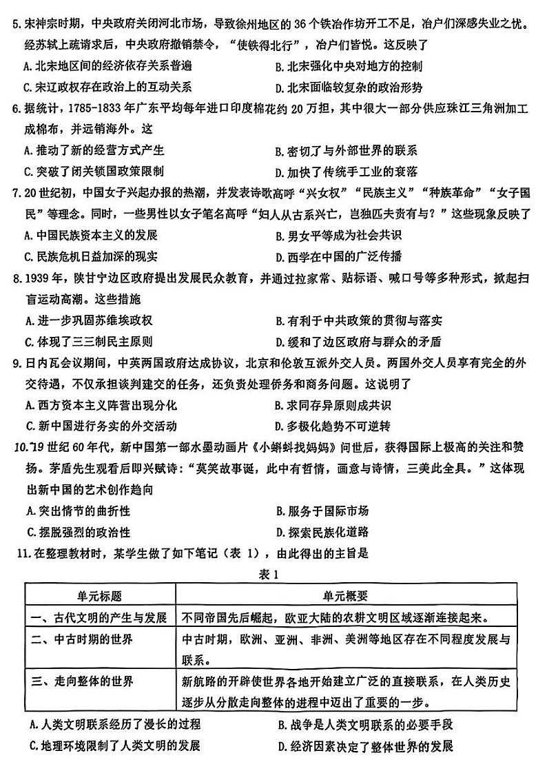 2024届广东省佛山市高三下学期二模历史试题02