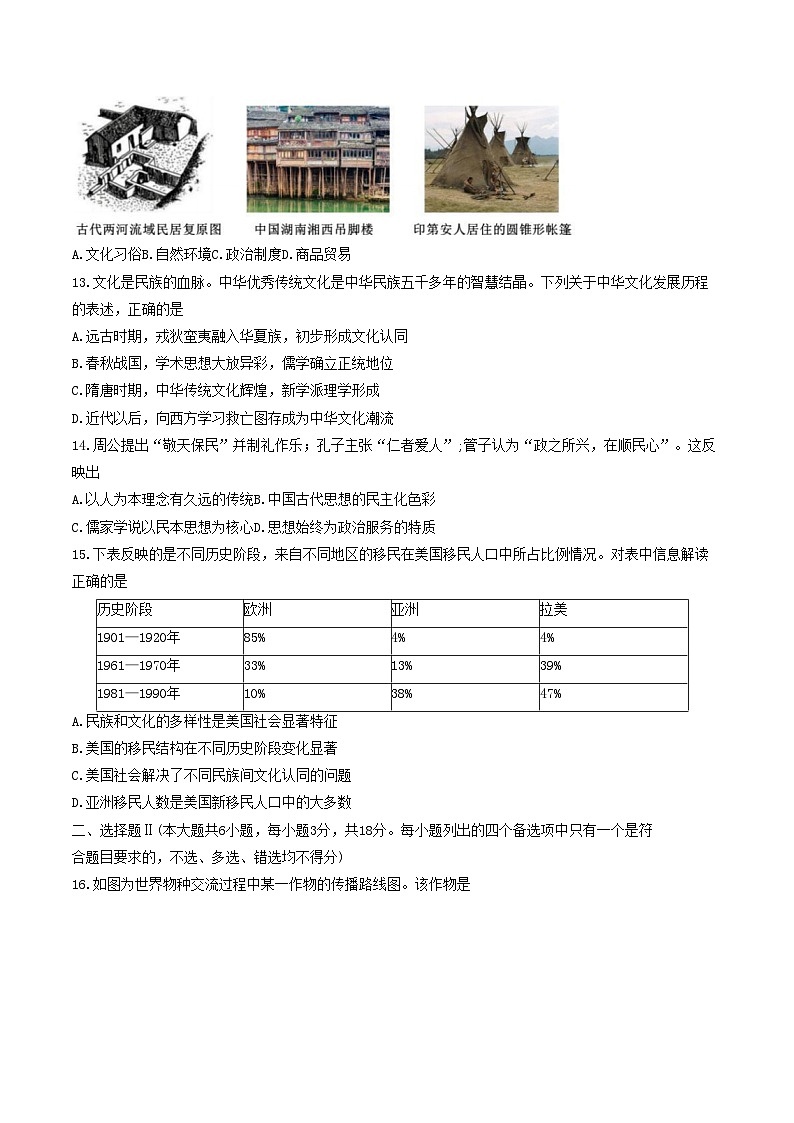 浙江省衢温“5+1”联盟2023-2024学年高二下学期期中联考历史试题03