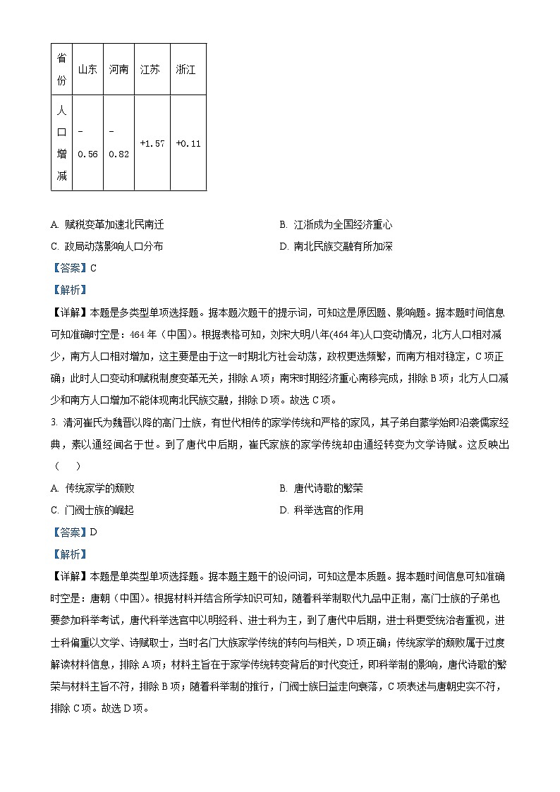2024届西藏自治区拉萨市高三下学期第二次模拟考试文综试题-高中历史（原卷版+解析版）02