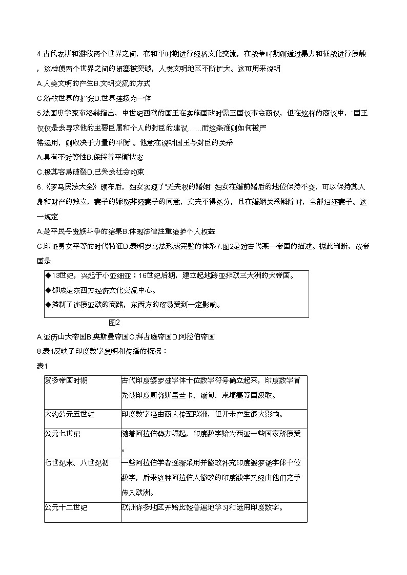 山东省枣庄市2023-2024学年高一下学期期中质量检测历史试题02