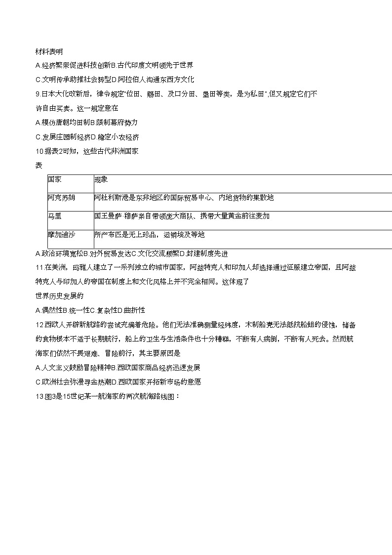 山东省枣庄市2023-2024学年高一下学期期中质量检测历史试题03