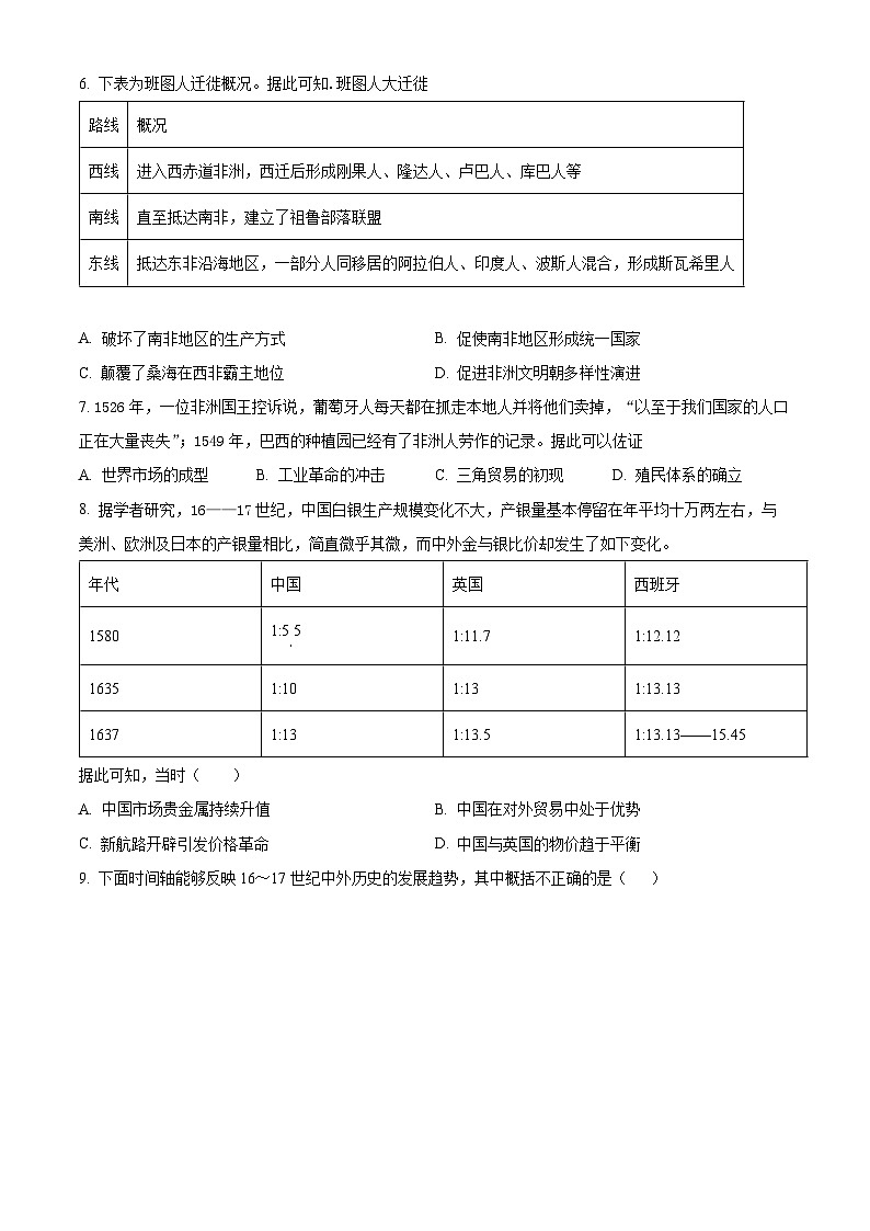 江苏省泰州市兴化市2023-2024学年高一下学期期中历史试题（原卷版+解析版）02