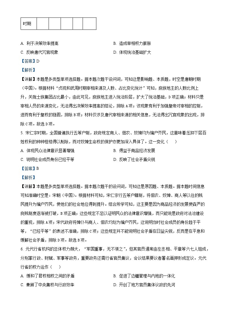 湖北省武汉市六校联考2023-2024学年高一下学期期中考试历史试题 Word版含解析第3页