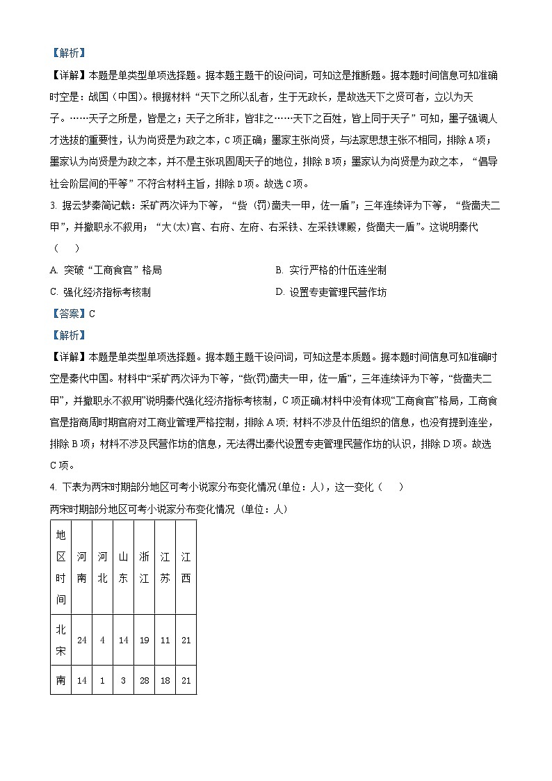 2024届江西省南昌市高三下学期二模历史试卷（解析版）02