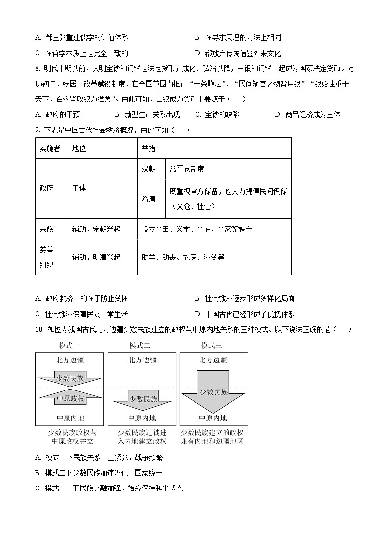 安徽省芜湖市第十二中学2023届高三下学期二模考试历史试题无答案第2页