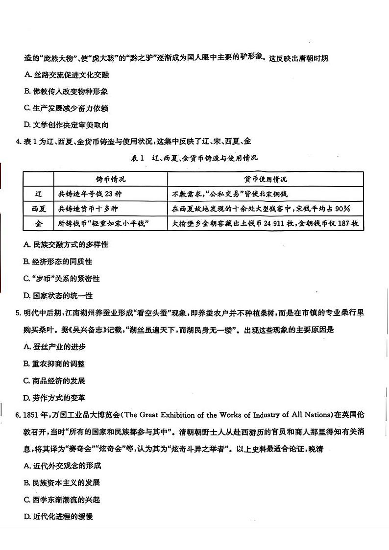 湖北省黄石市第二中学2024届高三下学期三模考试历史试卷（PDF版附解析）02