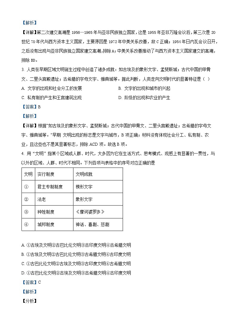 福建省福州外国语学校2023-2024学年高一下学期4月期中历史试题（Word版附答案）02