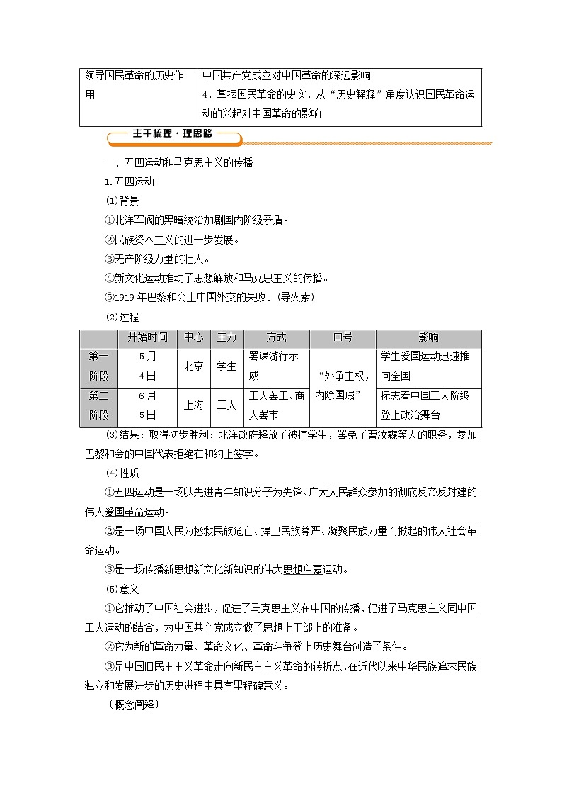 2025版高考历史一轮总复习教案中外历史纲要上第7单元中国共产党成立与新民主主义革命第17讲五四运动与中国共产党的诞生第2页
