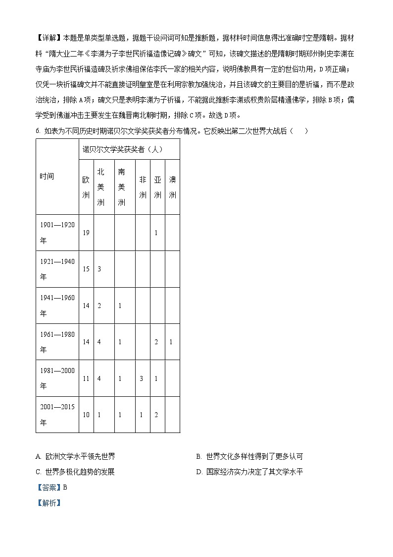 湖北省黄梅县育才高级中学2023-2024学年高二下学期期中考试历史试题（解析版）第3页
