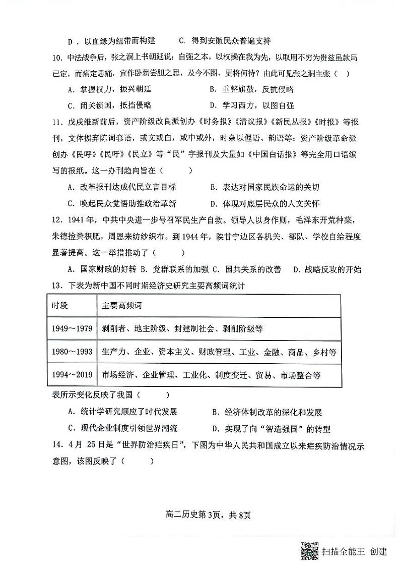 历史-山西省大同市第一中学校2023-2024学年高二下学期3月月考历史试题03