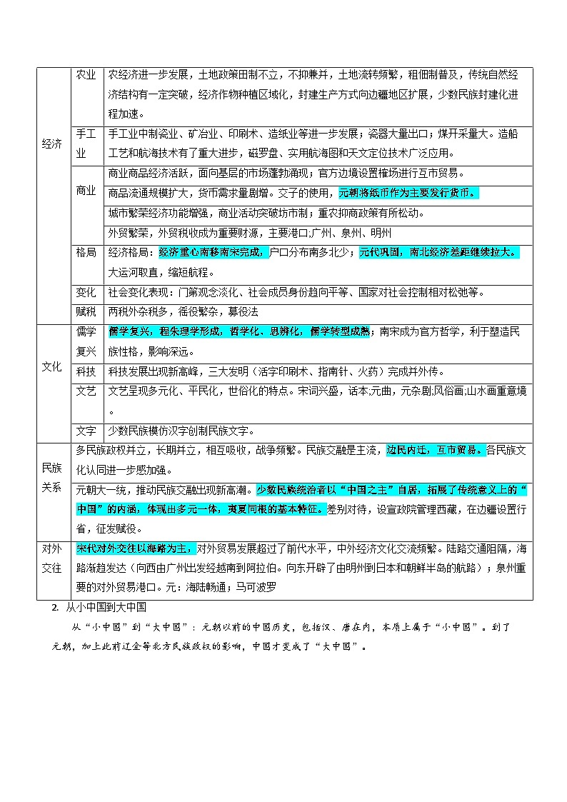 押广东卷第5题 辽宋夏金元时期：大中华（原卷版）第3页