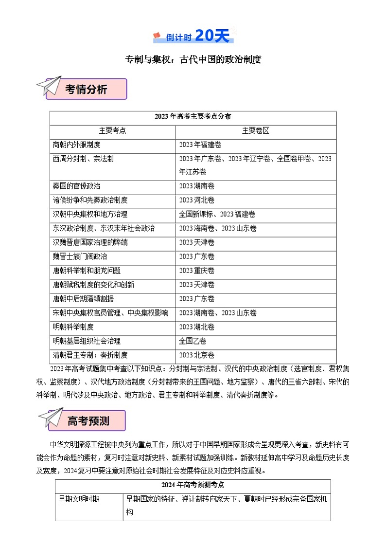 2024年高考历史考前20天冲刺攻略（原卷版+解析版）02