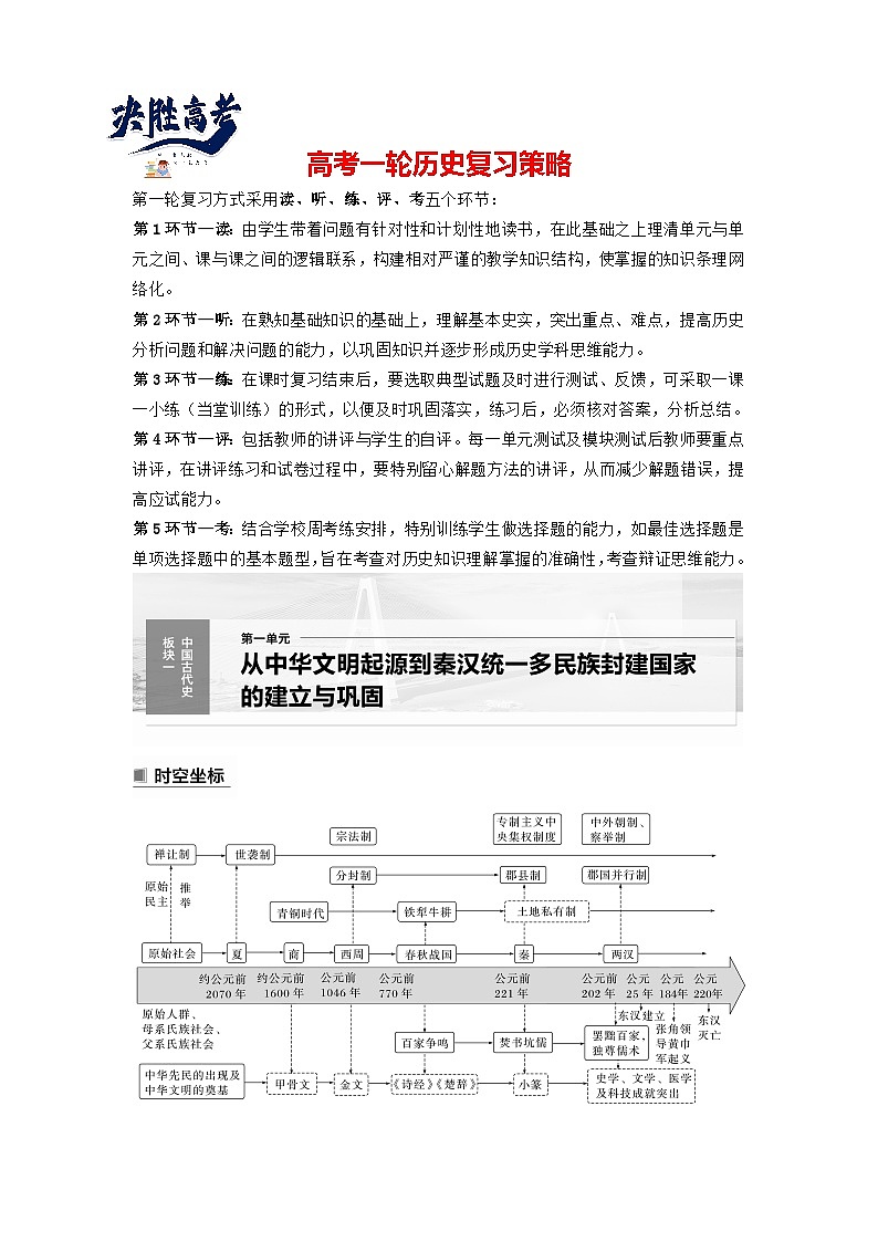 最新高考历史一轮复习（部编版） 板块1 第1单元 第1讲　中华文明的起源与早期国家（课件+讲义+练习）01