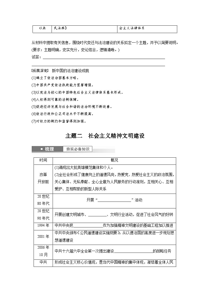 最新高考历史一轮复习（部编版） 板块3 第9单元 第25讲　现代中国的法治和精神文明建设（课件+讲义+练习）03