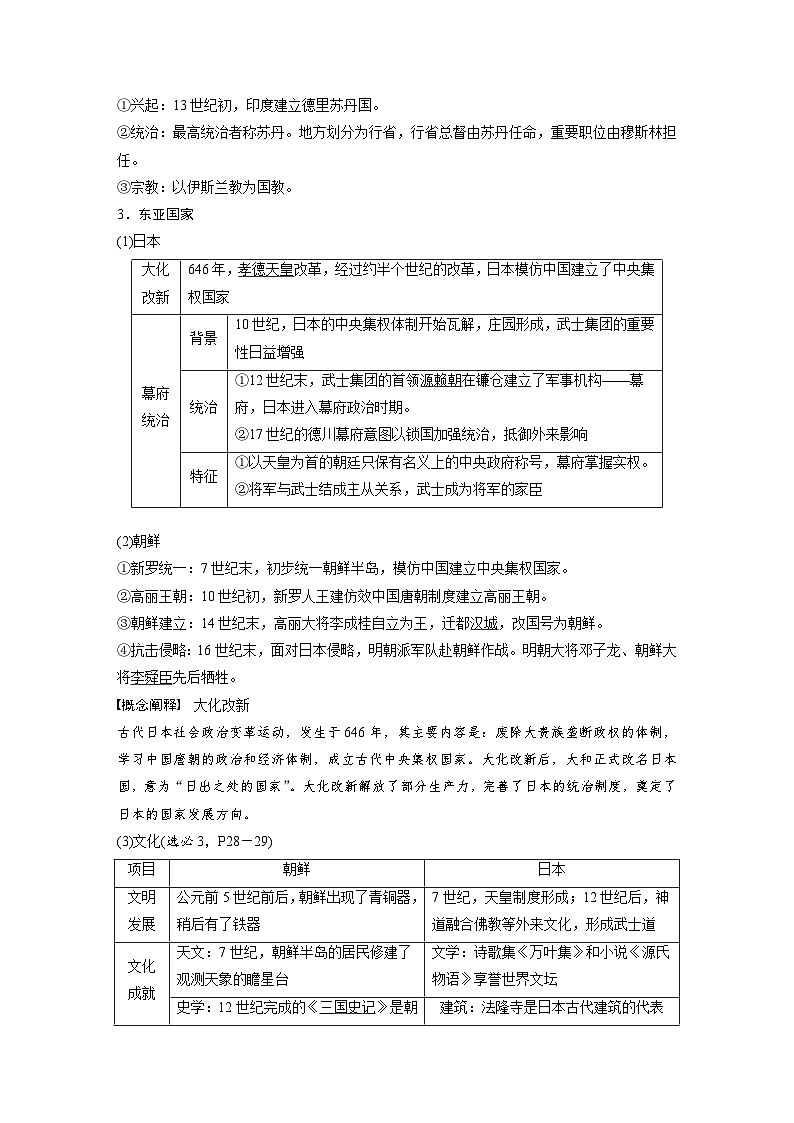 最新高考历史一轮复习（部编版） 板块4 第10单元 第28讲　中古时期的亚洲、非洲和美洲（课件+讲义+练习）03